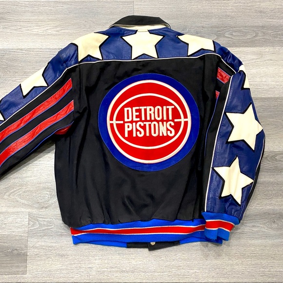 JEFF HAMILTON DETROIT PISTONS LEATHER JACKET LARGE - Picture 1 of 14